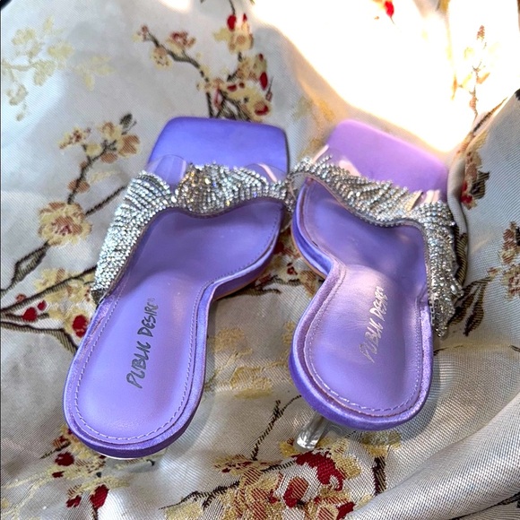 Public Desire Purple Crystal Embellished Heels - Picture 4 of 5